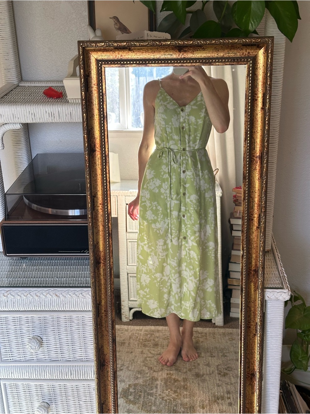 Sage Green Floral Satin Look Maxi Dress - Picture 2 of 3